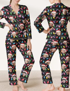 Custom Face Christmas Family Silly Xmas - Photo Satin Pajama Set