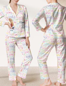 Daughter Of The King With Faith Hope Love - Satin Pajama Set