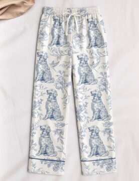 Dog Lover Toile De Jouy Foral French Style - Satin Pajama Set