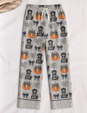 Halloween Pet Pumpkins Spiderwebs Coquette Bows - Satin Pajama Set