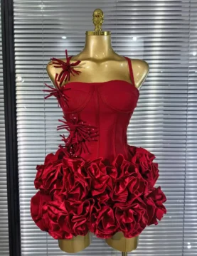 Red Black Women Sexy Halter Full Florals 2 Pieces Bodycon Mini Bandage Dress Celebrate Nightclub Party Birthday Outfit