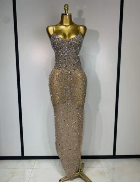 Luxury Rhinestones Sexy Mesh See Through Bodycon Dress Women Birthday Evening Cocktail party Gown Red Carpet Club Stage Outfit
