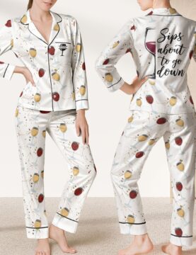 Sips About To Go Down - Satin Pajama Set