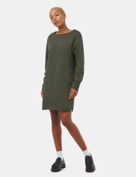 Fleece Crew Dress - Green